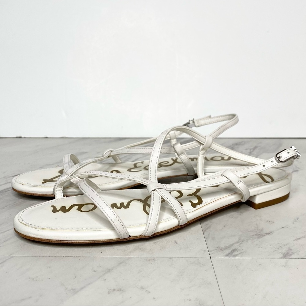 Sam Edelman Teale White Leather Strappy Sandal 8 1/2 M